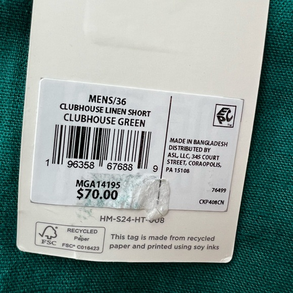 NWT Walter Hagen Men’s 9” Clubhouse Linen Shorts in Clubhouse Green in size 36 - Picture 5 of 5